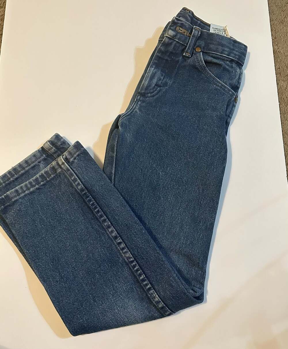 Wrangler 9 Slim High Rise Jeans, Size 13W/26, Blue Denim